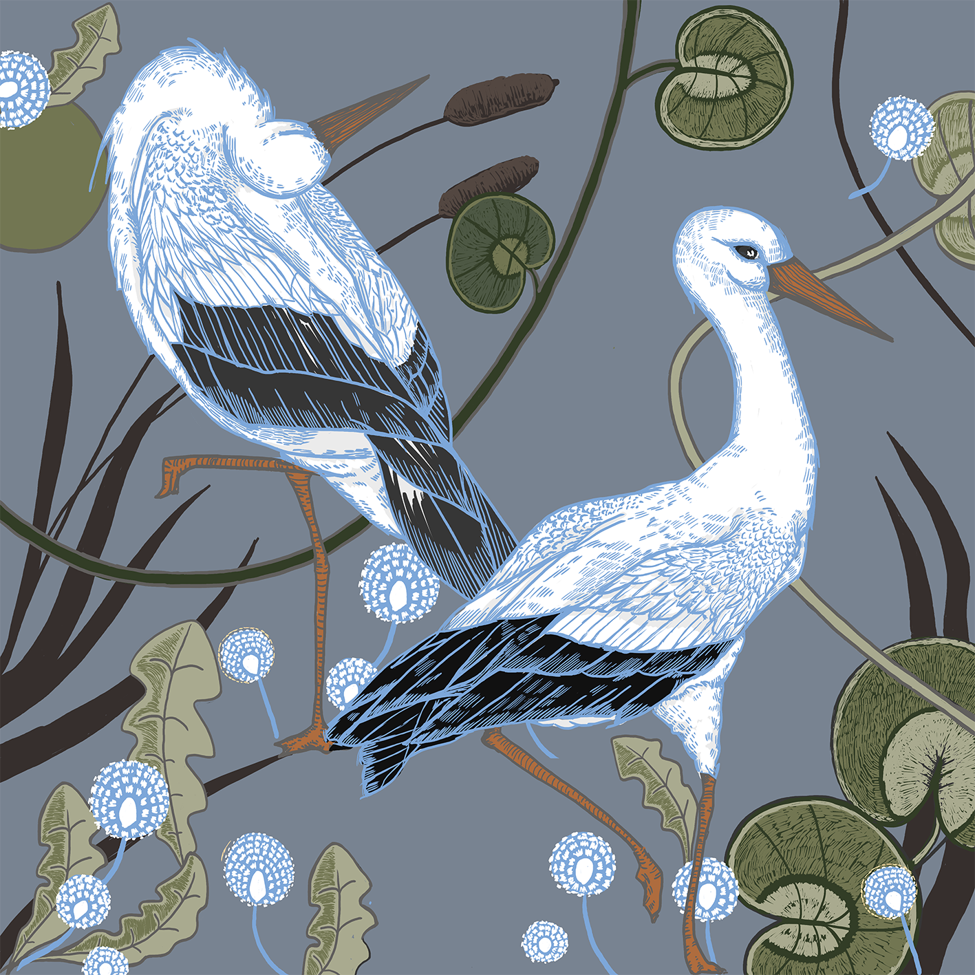 Storks Cushion Cover 50x50 cm
